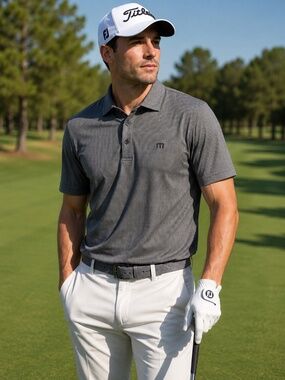 Travis Mathew Mens Medium Golf Polo Gray Performance Stretch Shirt